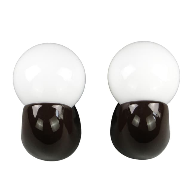 Para kinkietów modernistycznych, ceramika brązowa szkło białe, Polska, lata 70. - WYMIARY