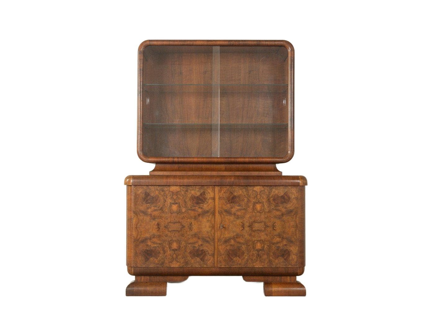 Witryna Art Deco, szkło, orzech brązowy, Niemcy, lata 20.