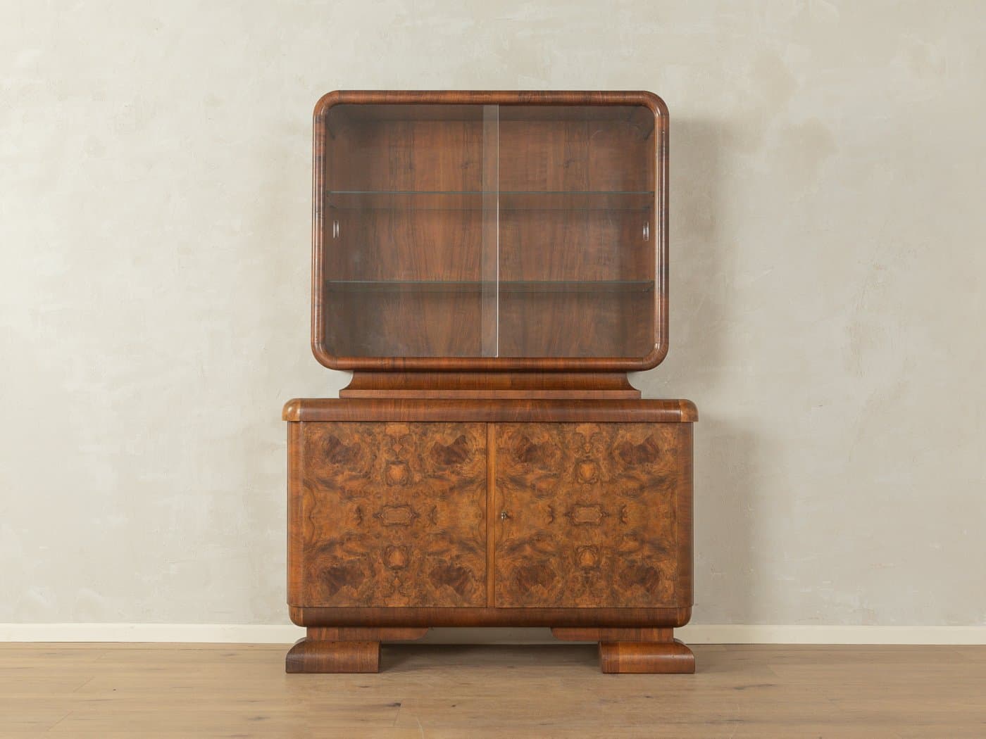 Witryna Art Deco, szkło, orzech brązowy, Niemcy, lata 20. - 280872