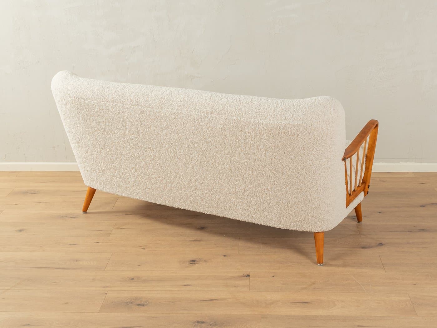 Sofa koktajlowa, beżowa, buk, tkanina, Niemcy, lata 50. - 280798