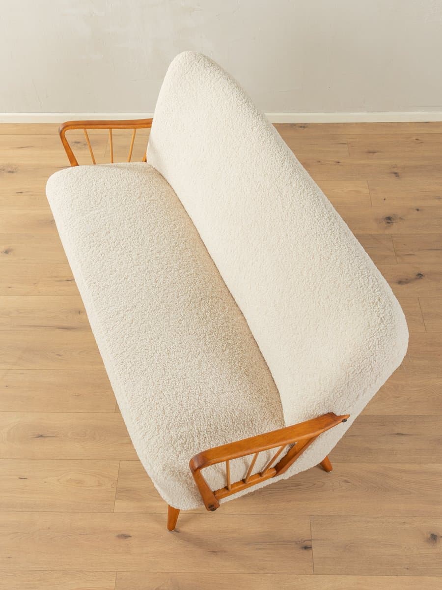 Sofa koktajlowa, beżowa, buk, tkanina, Niemcy, lata 50. - 280799