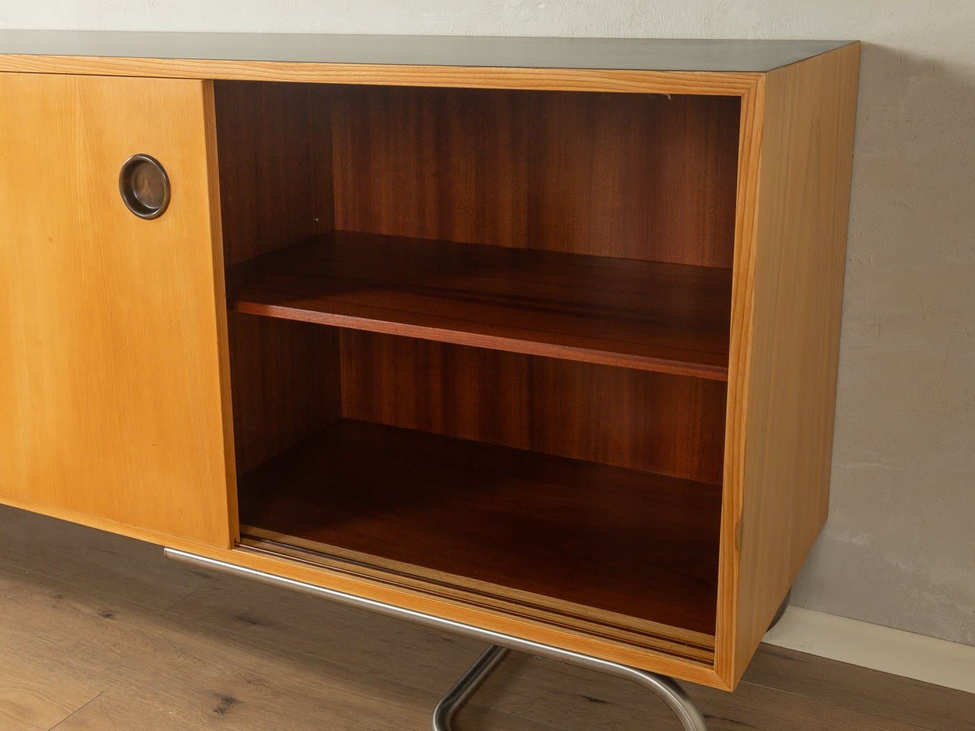 Komoda, jesion brązowy, stal szczotkowana, proj. E. Stratmann, Niemcy, lata 60. - 280754