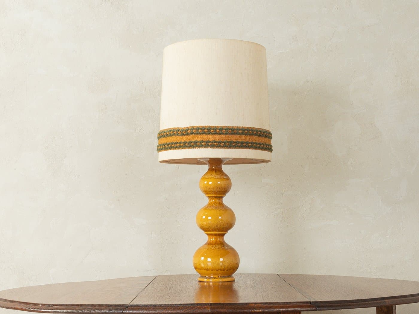 Lampa stołowa Bubble, ceramika beżowa, jedwab beżowy, Kaiser Leuchten, Niemcy, lata 60. - 280743