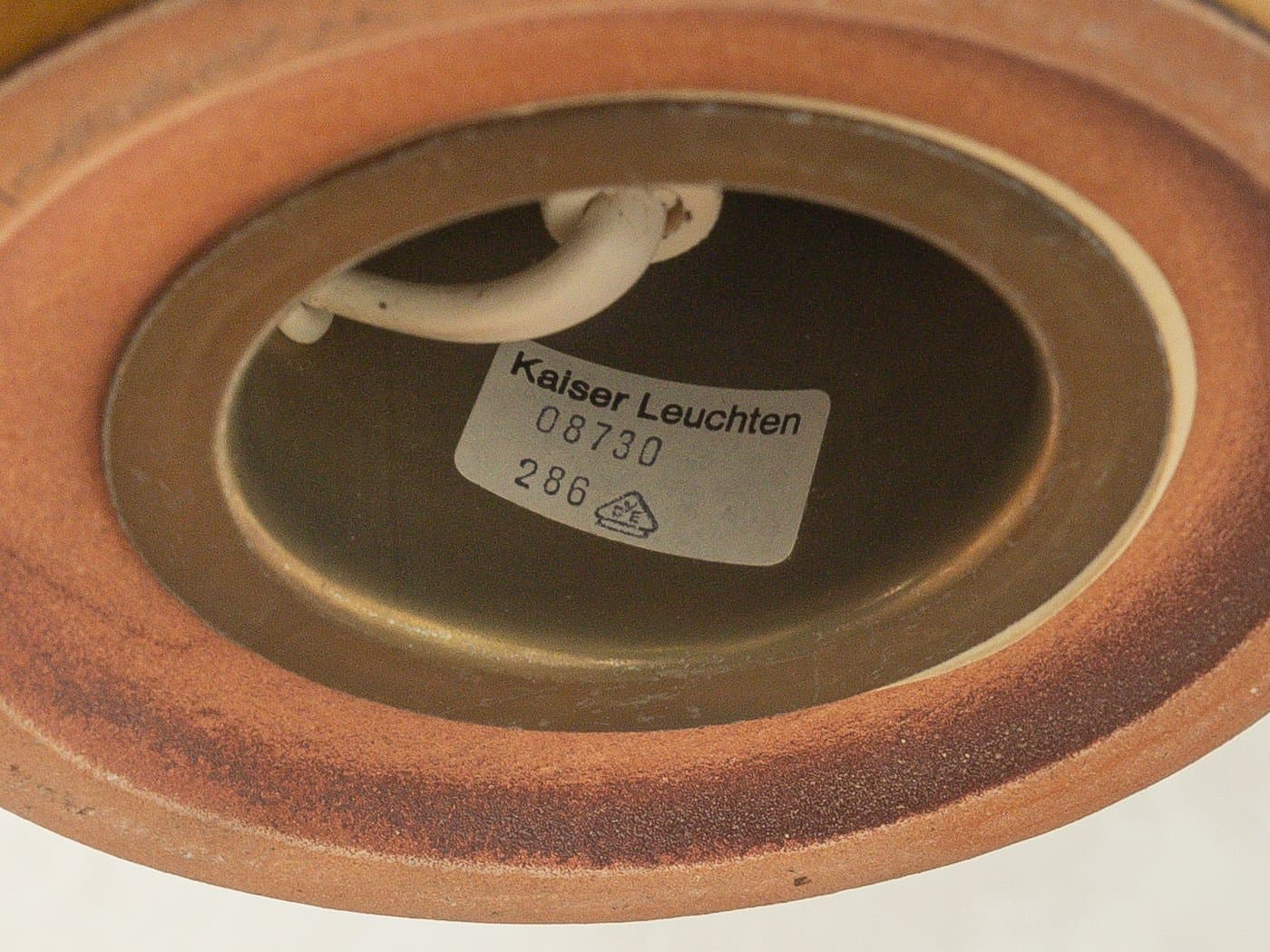 Lampa stołowa Bubble, ceramika beżowa, jedwab beżowy, Kaiser Leuchten, Niemcy, lata 60. - 280739