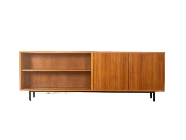 Sideboard, orzech brązowy, stal czarna, Niemcy, lata 60. - WYMIARY
