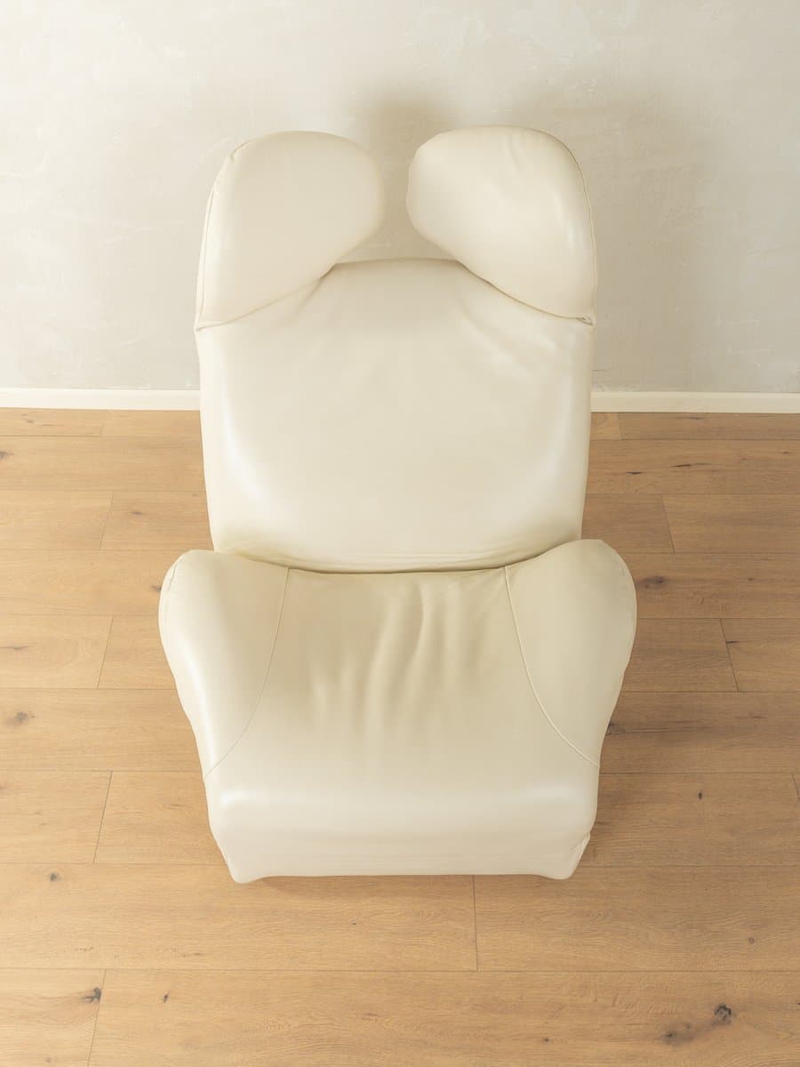 Fotel Wink, skóra biała, proj. T. Kita, Cassina, Włochy, lata 80. - 280683