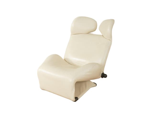 Fotel Wink, skóra biała, proj. T. Kita, Cassina, Włochy, lata 80. - WYMIARY