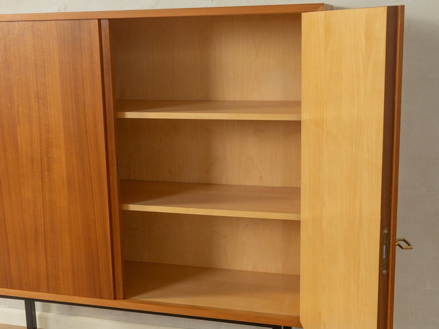 Komoda, brązowy, fornir orzech, stal czarna, Niemcy, lata 60. - 280612