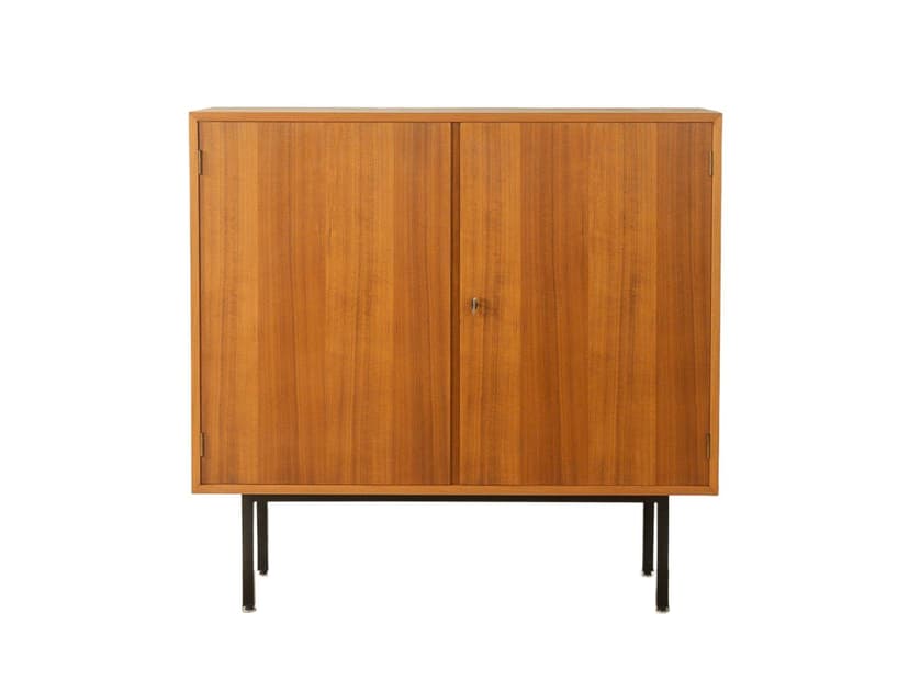 Komoda, brązowy, fornir orzech, stal czarna, Niemcy, lata 60.