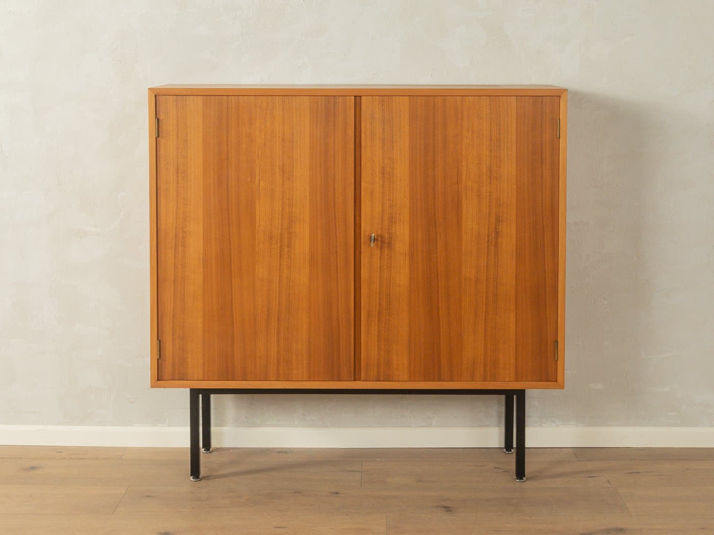 Komoda, brązowy, fornir orzech, stal czarna, Niemcy, lata 60. - 280616