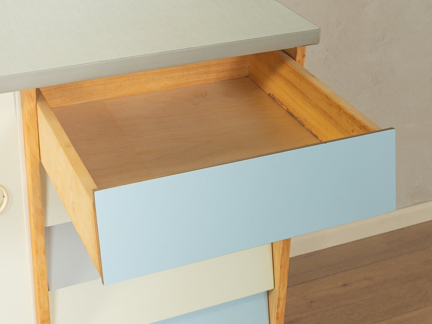 Szafka kuchenna, błękit, drewno, Niemcy, lata 50. - 280586