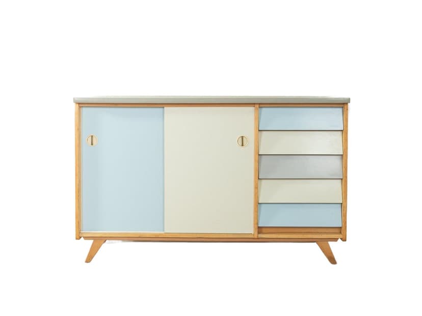 Szafka kuchenna, błękit, drewno, Niemcy, lata 50.