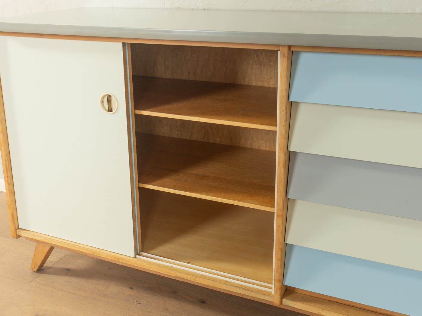 Szafka kuchenna, błękit, drewno, Niemcy, lata 50. - 280585