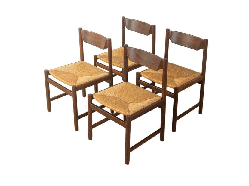 Zestaw czterech krzeseł jadalnianych, dąb brązowy, Dania, lata 70.