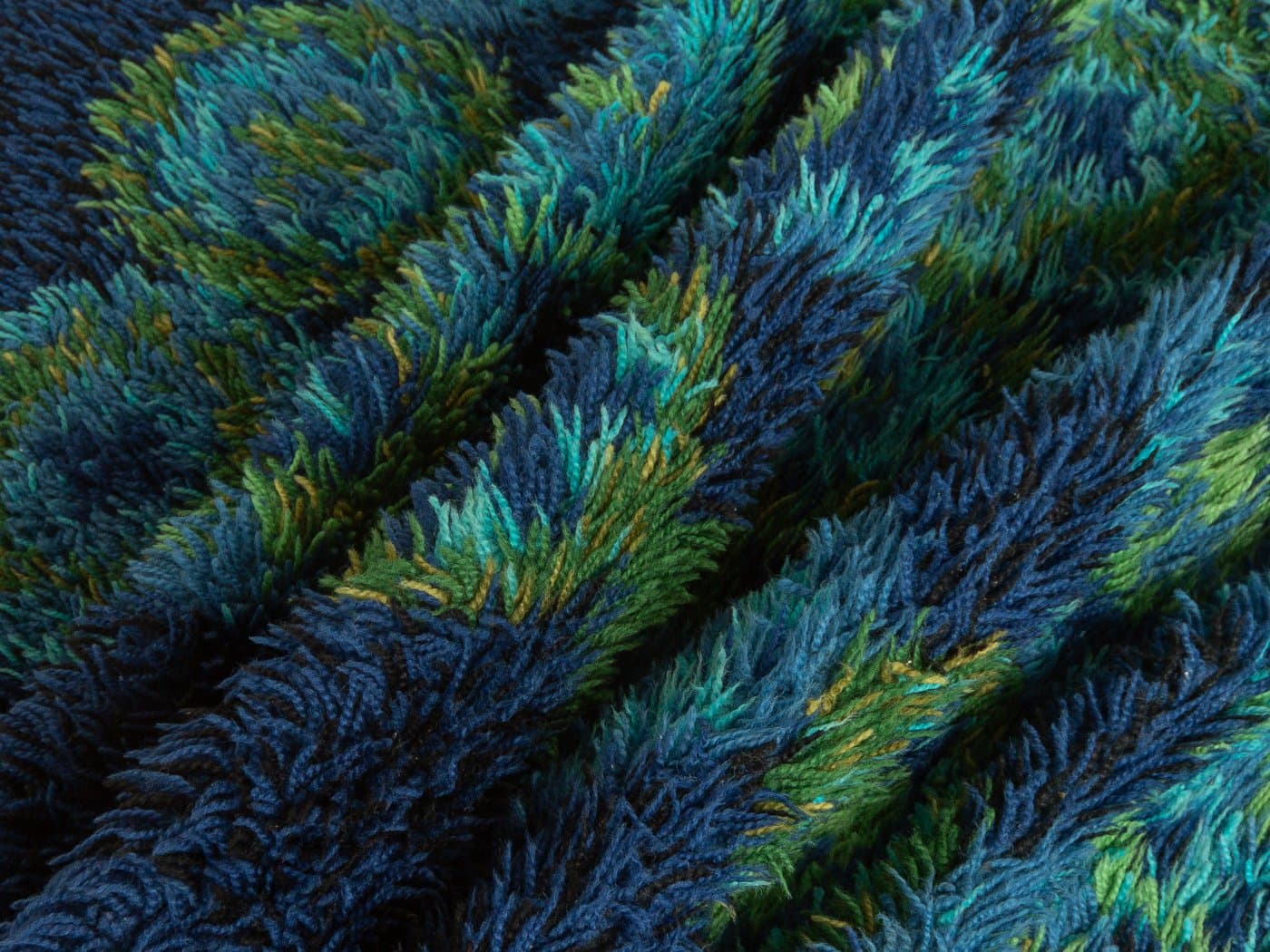 Dywan Space Age 200x136 cm, niebieski zielony, wełna, Niemcy, lata 70. - 280301