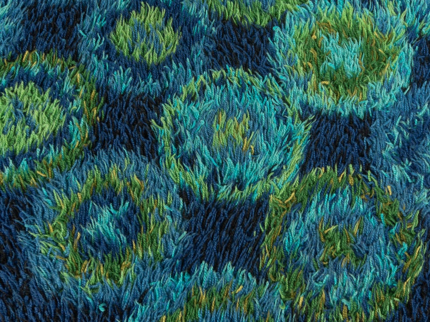 Dywan Space Age 200x136 cm, niebieski zielony, wełna, Niemcy, lata 70. - 280302