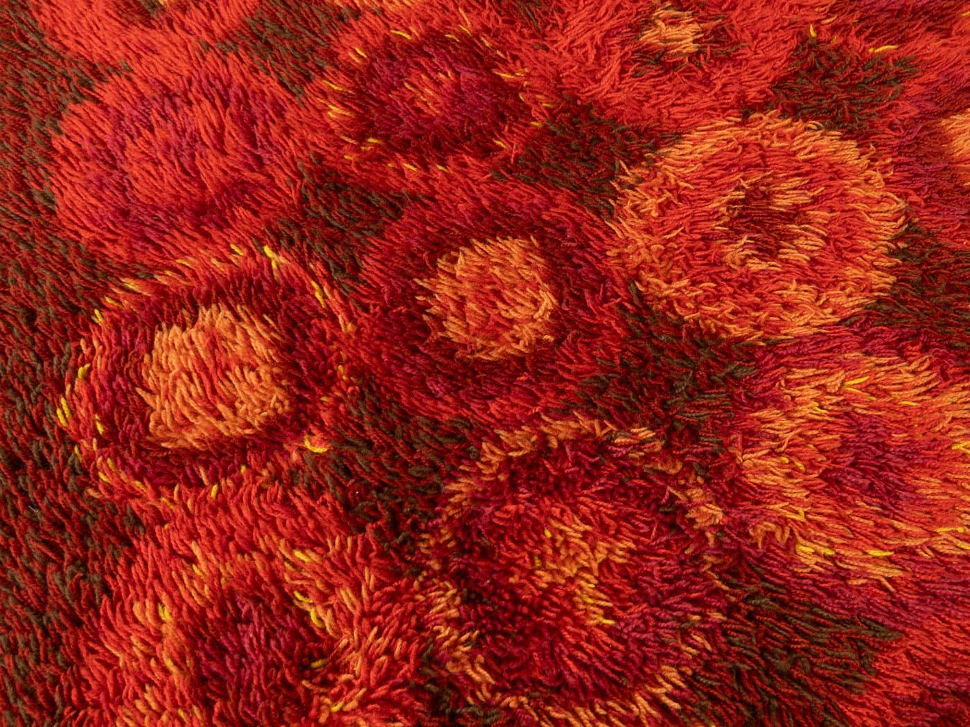 Dywan Space Age 245x340 cm, czerwony, wełna, Niemcy, lata 70. - 280293