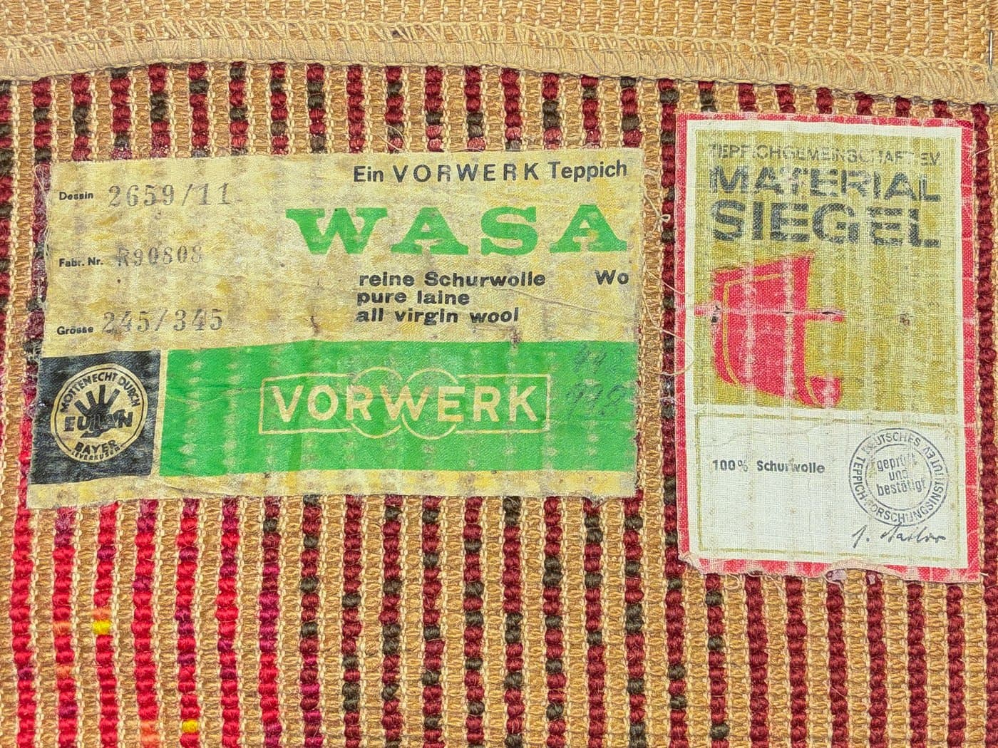 Dywan Space Age 245x340 cm, czerwony, wełna, Niemcy, lata 70. - 280297