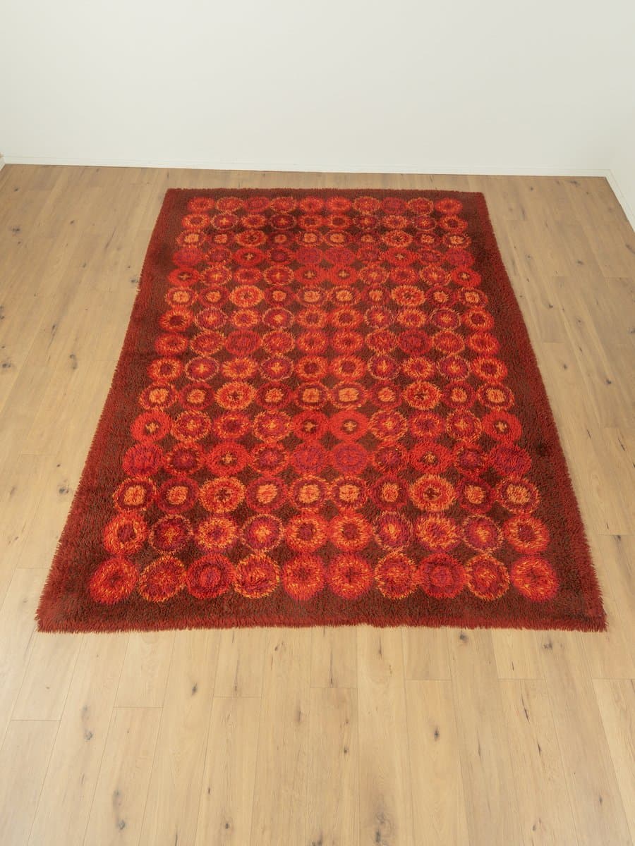 Dywan Space Age 245x340 cm, czerwony, wełna, Niemcy, lata 70. - 280292