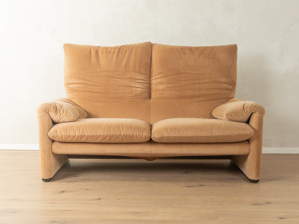 Sofa 675 Maralunga, sztruks beżowy, proj. V. Magistretti, Cassina, Włochy, lata 70. - 280273