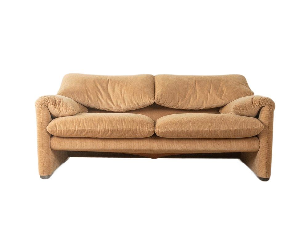 Sofa 675 Maralunga, sztruks beżowy, proj. V. Magistretti, Cassina, Włochy, lata 70.