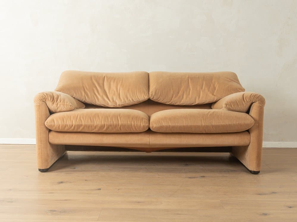 Sofa 675 Maralunga, sztruks beżowy, proj. V. Magistretti, Cassina, Włochy, lata 70. - 280280