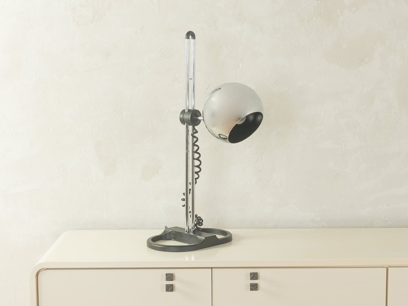 Lampa stołowa Space Age Eyeball, metal czarny, Staff Leuchten, Niemcy, lata 70. - 280263