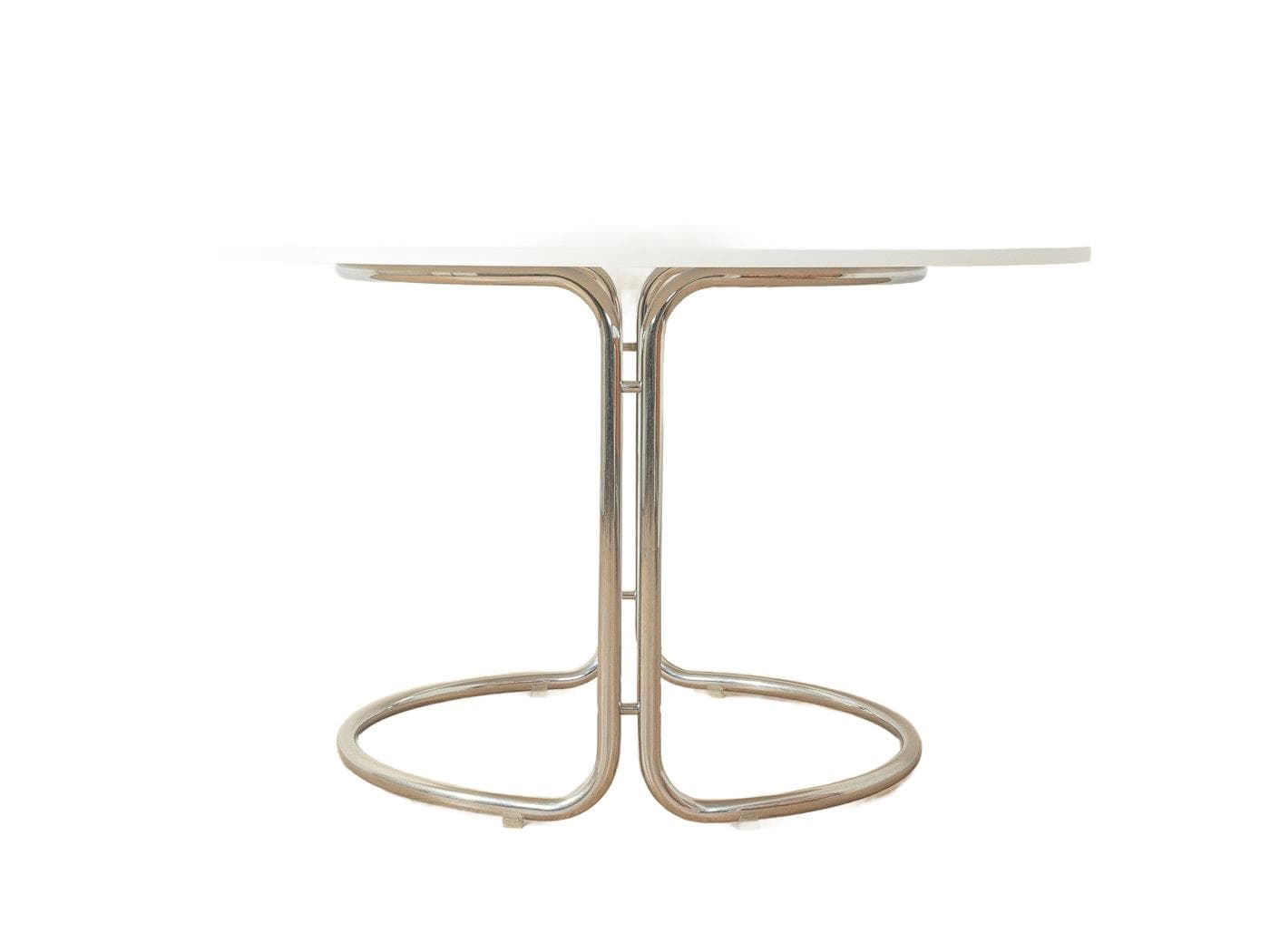 Dining Table, white wood, chrome base, by G. Stoppino, Italy, 1970s.