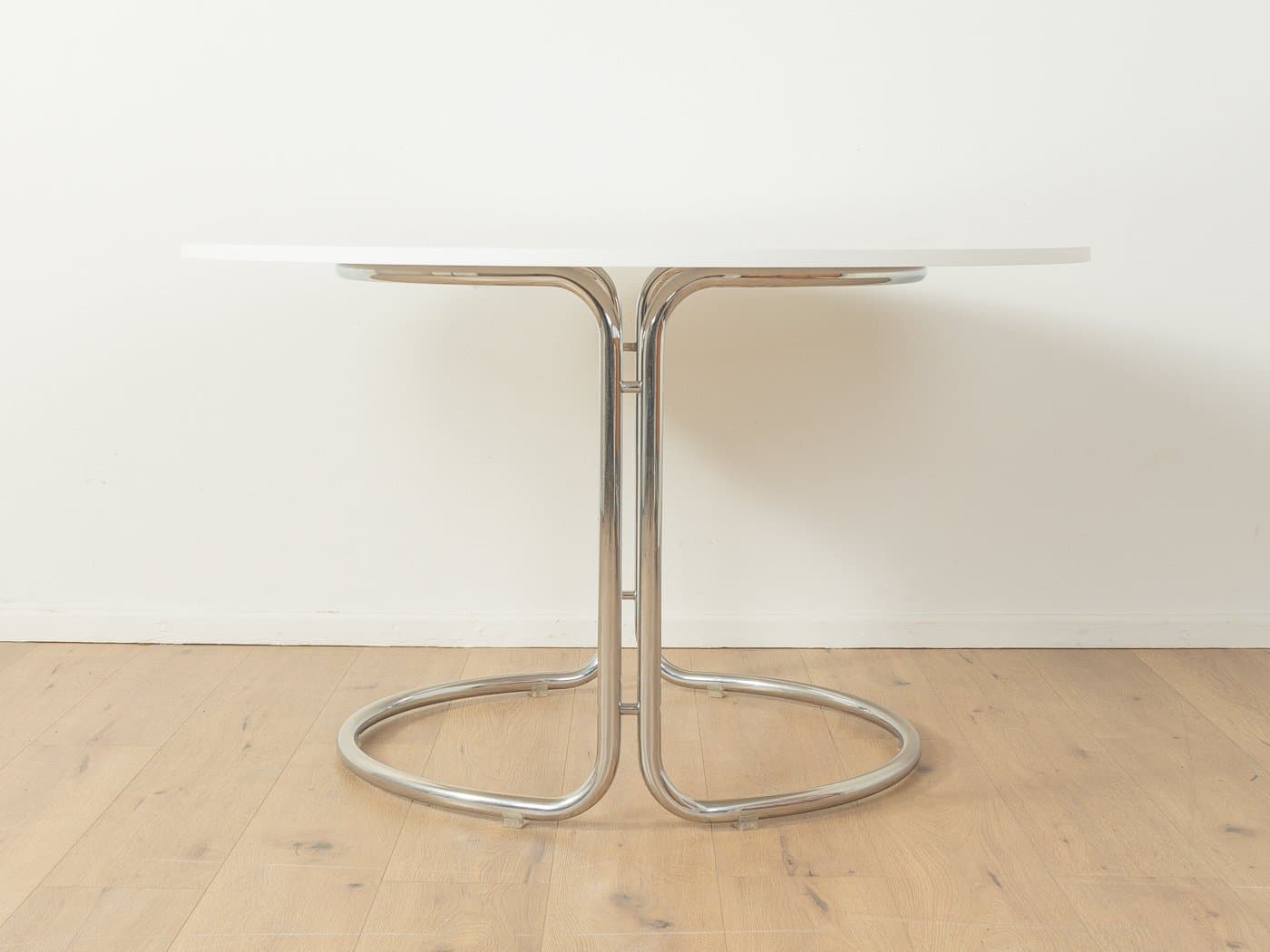 Dining Table, white wood, chrome base, by G. Stoppino, Italy, 1970s. - 280229
