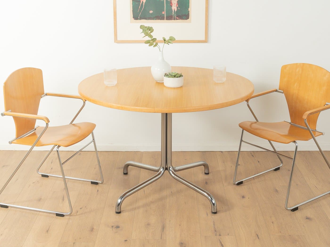 Stół jadalniany, jesion brązowy, chrom, Thonet, Niemcy, lata 60. - 280191