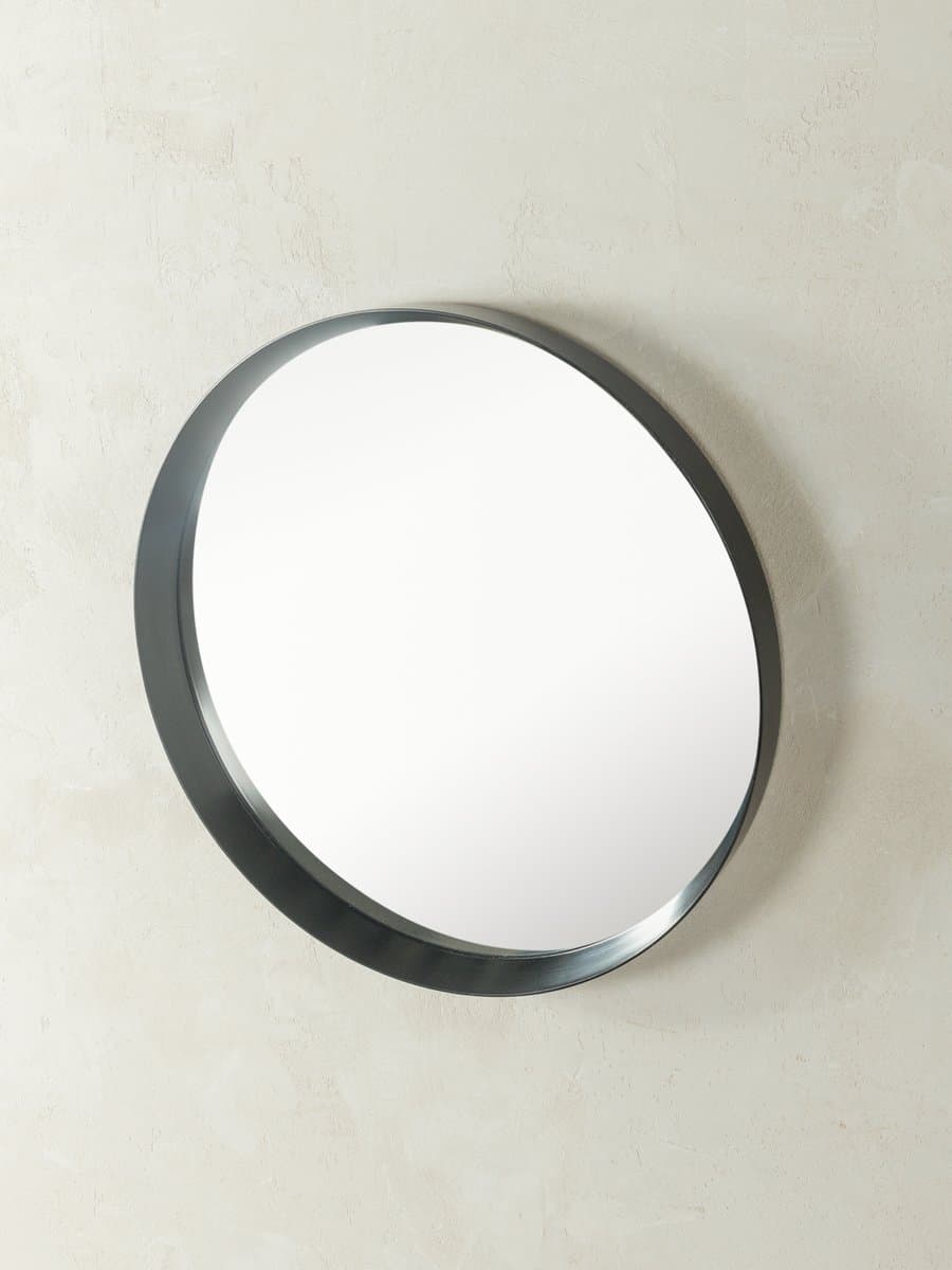 Wall mirror, black, glass, Germany, 1980s. - 280131