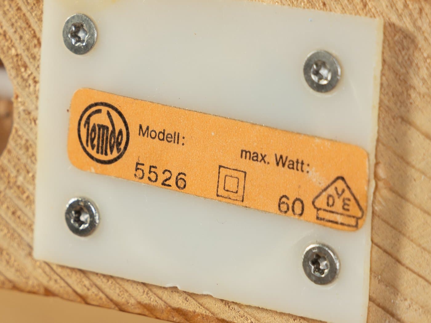 Lampa podłogowa, brązowy, sosna, szkło białe, Temde, Niemcy, lata 80. - 280078