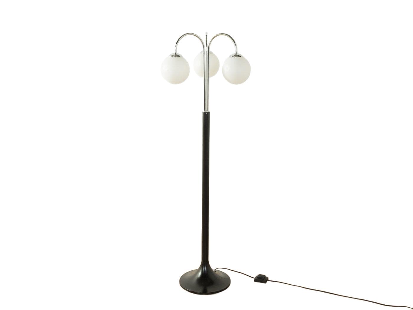 Lampa podłogowa Harmony, chrom, szkło matowe białe, plastik czarny, Ikea, Szwecja, lata 70.