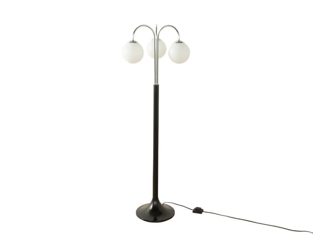 Lampa podłogowa Harmony, chrom, szkło matowe białe, plastik czarny, Ikea, Szwecja, lata 70. - WYMIARY