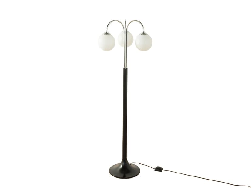 Lampa podłogowa Harmony, chrom, szkło matowe białe, plastik czarny, Ikea, Szwecja, lata 70.