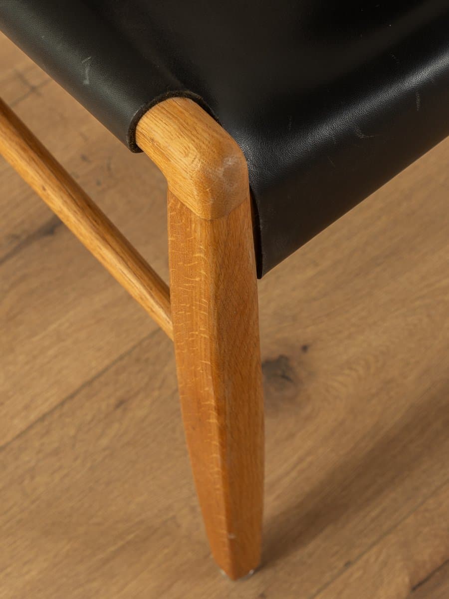 Fotel biurkowy, skóra czarna, dąb brązowy, Niemcy, lata 60. - 280061