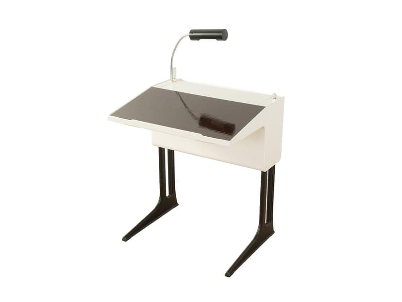 School Desk Space Age, white black plastic, black metal, by L. Colani, Germany, 1970s.