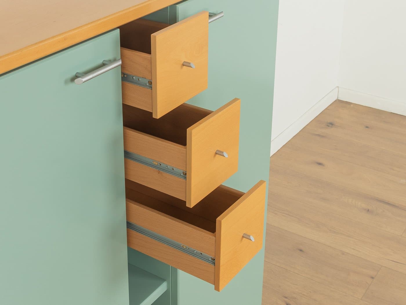 Komoda, zielony, jesion, proj. P. Maly, Niemcy, lata 80. - 279977