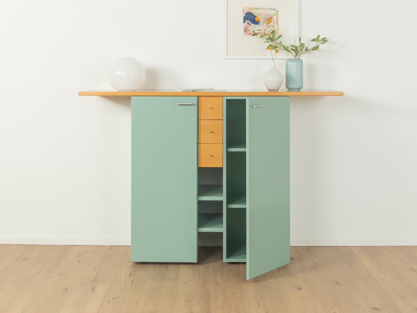 Komoda, zielony, jesion, proj. P. Maly, Niemcy, lata 80. - 279974