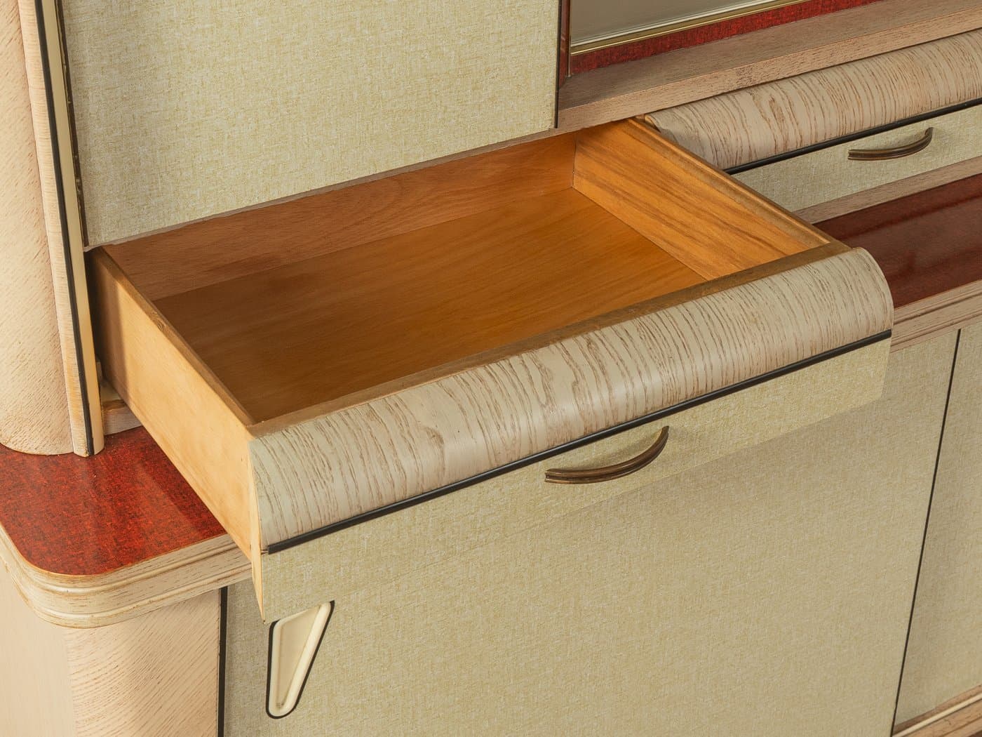 Kredens kuchenny, beżowy, jesion szkło, Niemcy, lata 50. - 279968