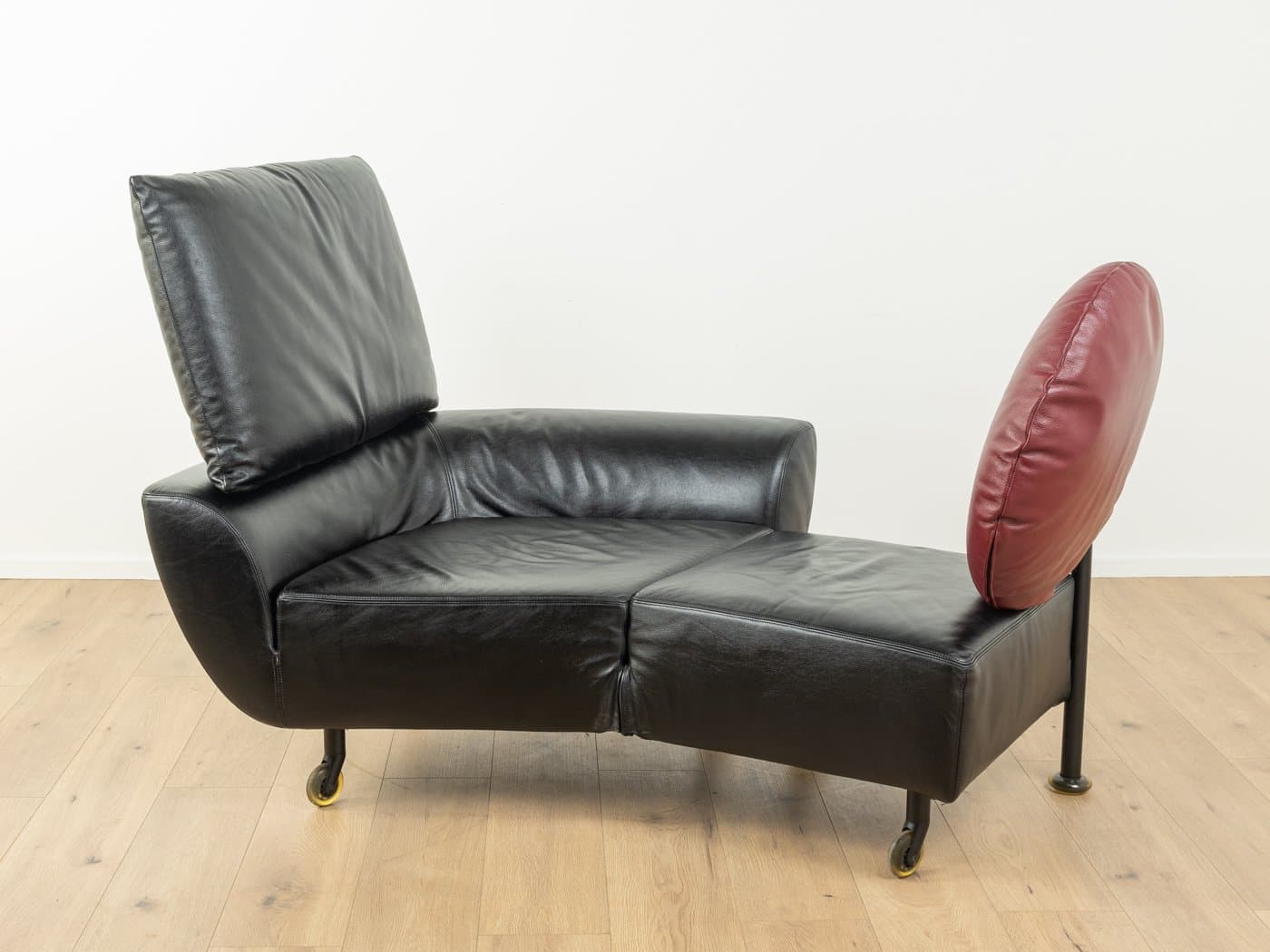 Sofa Topkapi, skóra czarna, proj. F. Binfaré, Cassina, Włochy, lata 80. - 279949