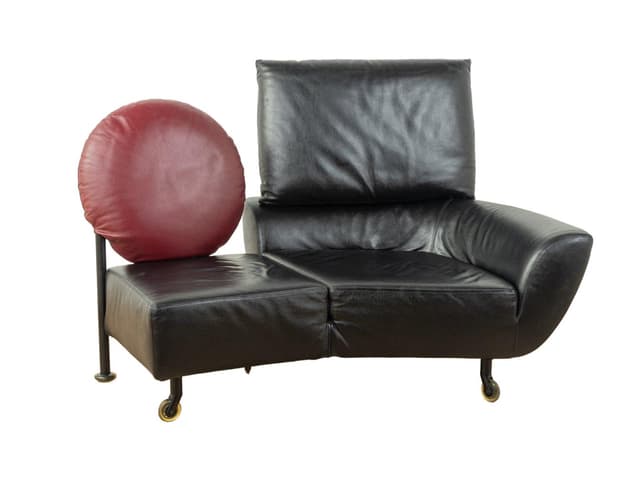 Sofa Topkapi, skóra czarna, proj. F. Binfaré, Cassina, Włochy, lata 80. - WYMIARY