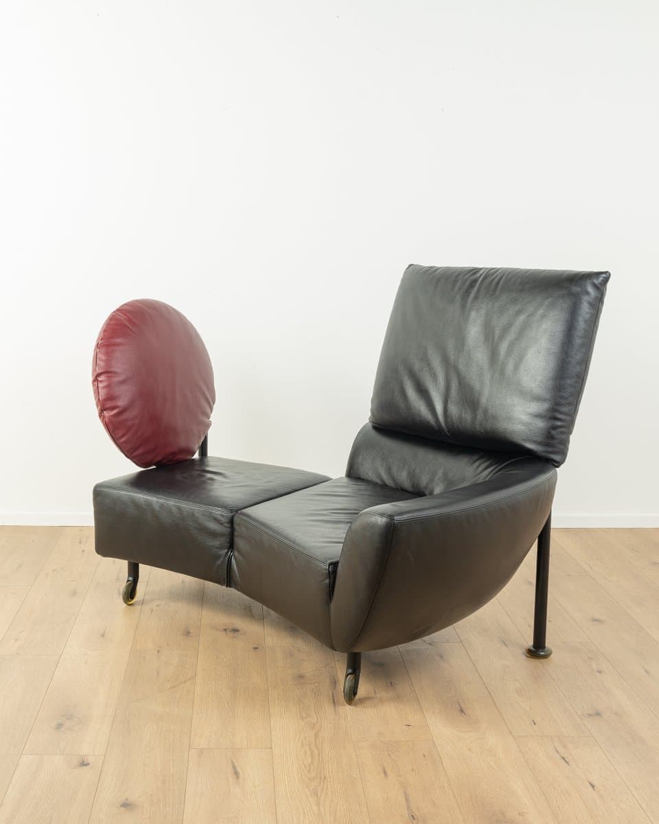 Sofa Topkapi, skóra czarna, proj. F. Binfaré, Cassina, Włochy, lata 80. - 279954