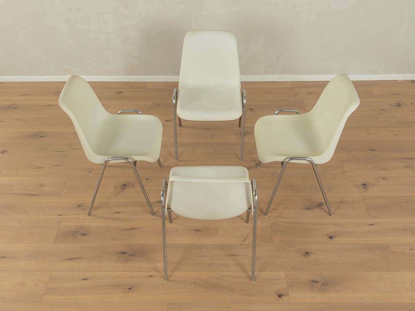 Zestaw czterech krzeseł jadalnianych, beżowy, Niemcy, lata 70. - 279947