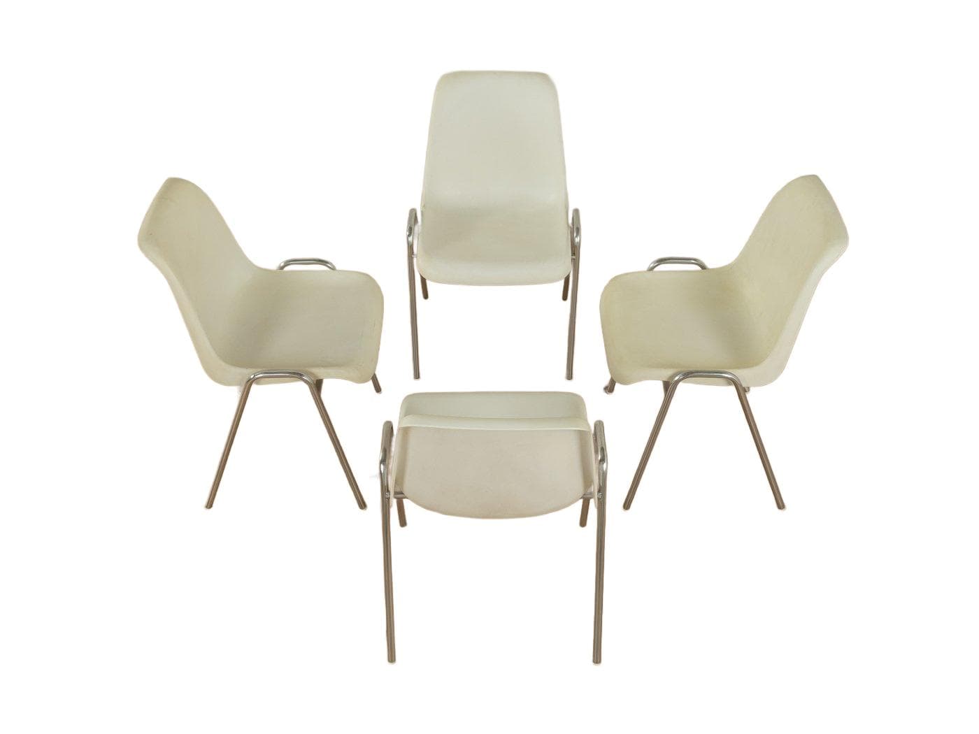 Zestaw czterech krzeseł jadalnianych, beżowy, Niemcy, lata 70.