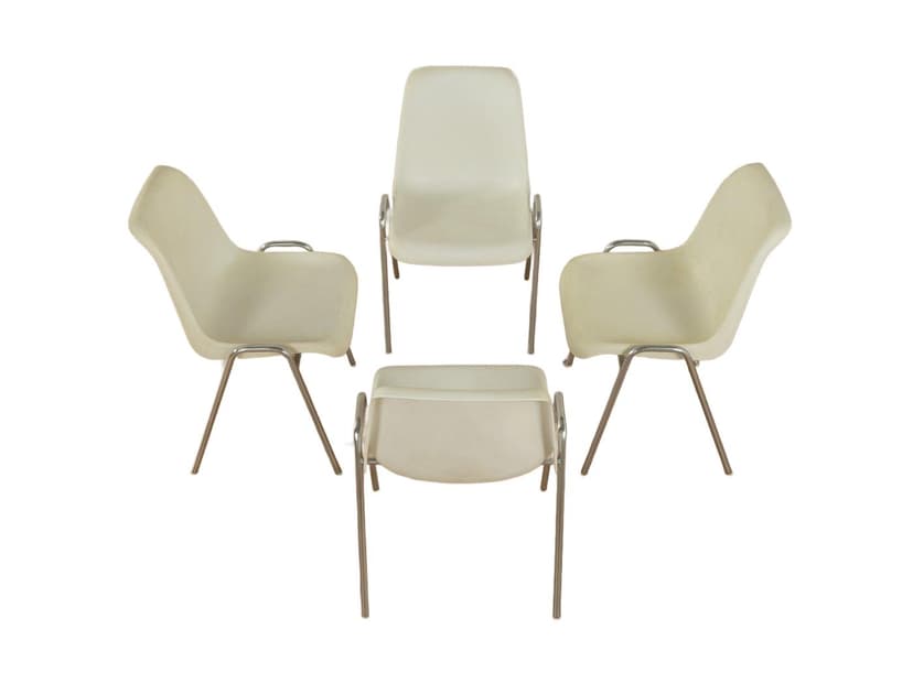 Zestaw czterech krzeseł jadalnianych, beżowy, Niemcy, lata 70.