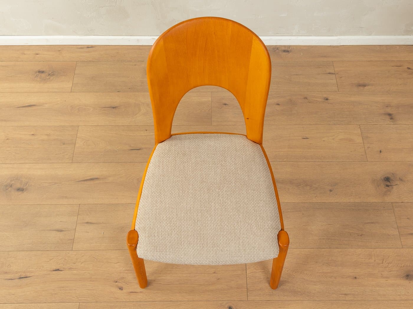 Zestaw czterech krzeseł Morten, beżowa tkanina, buk, proj. N. Koefoed, Dania, lata 60. - 279874