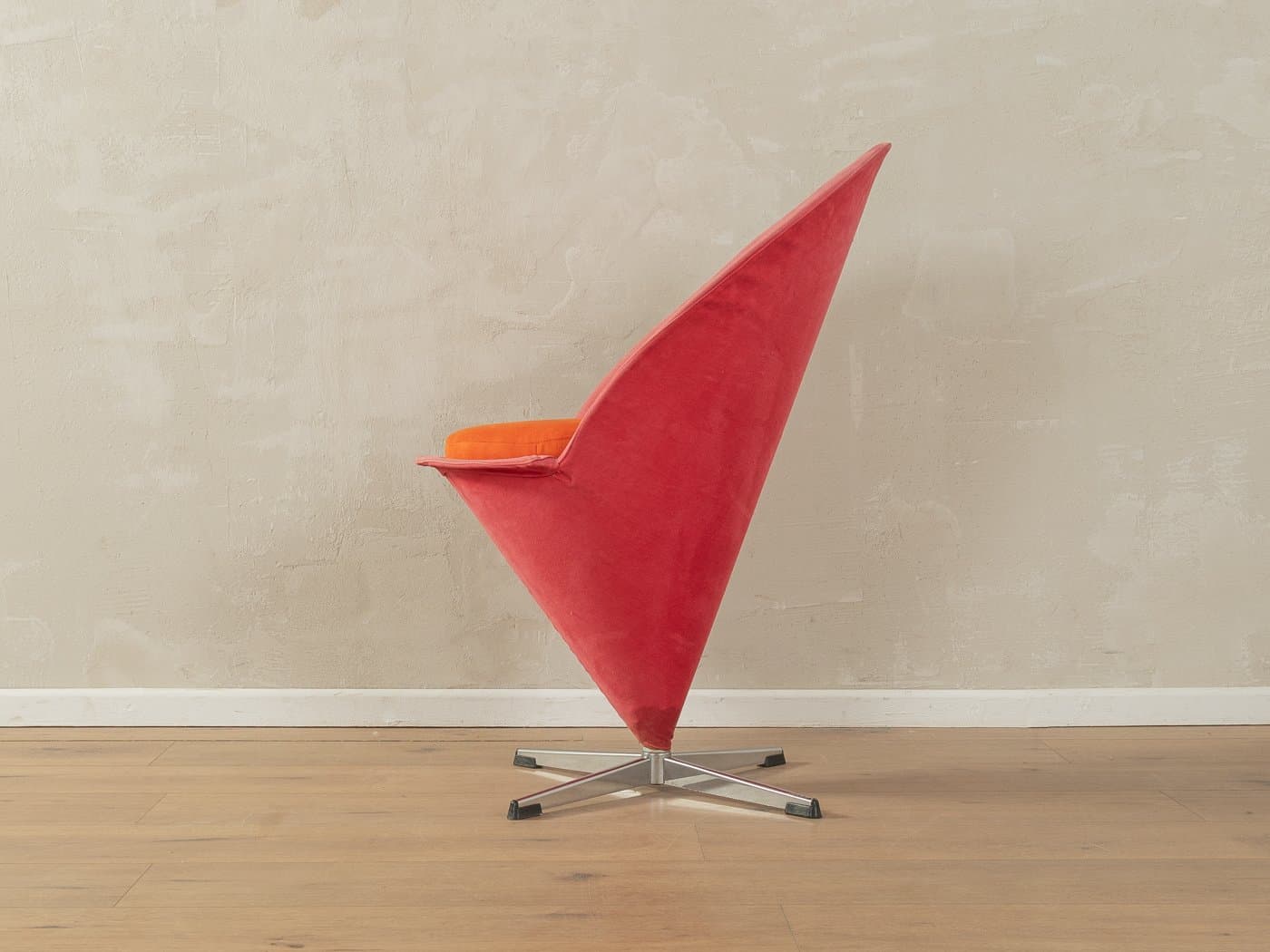 Para krzeseł Cone Chair, różowy, tkanina, stal nierdzewna, proj. V. Panton, Niemcy, lata 50. - 279664