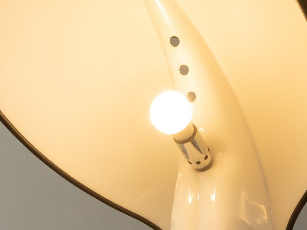 Floor Lamp Alba, white acrylic, black metal, Guzzini, Italy, 1970s. - 279654