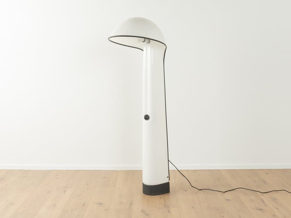 Floor Lamp Alba, white acrylic, black metal, Guzzini, Italy, 1970s. - 279649